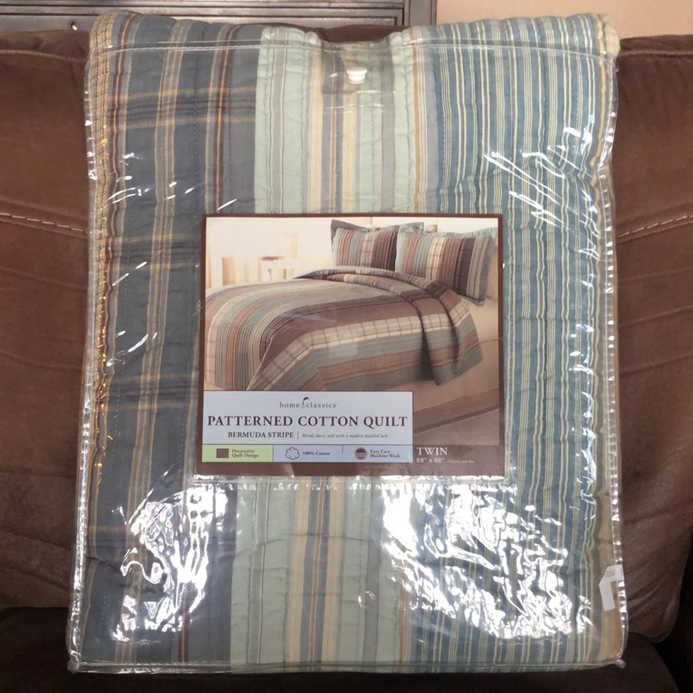 Twin quilt with matching pillow sham.